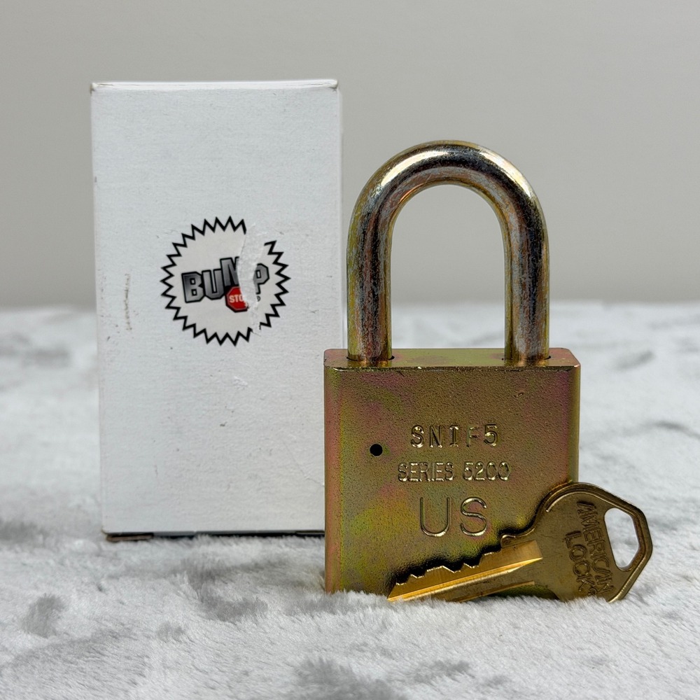 American Lock Series 5200 Padlock US Military BumpStop Brass Gold with Key Box